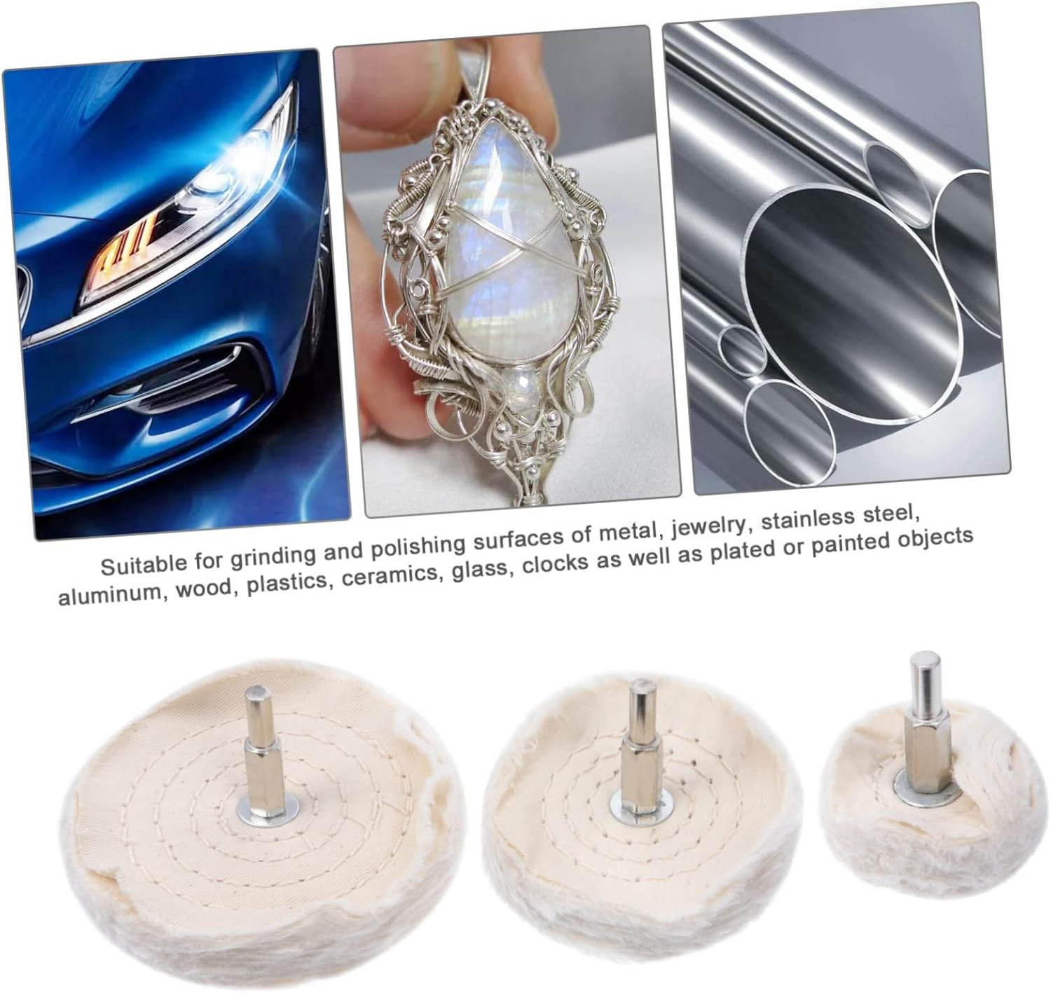 TIDTALEO Buffing Wheel Pad Set 3Pcs for Metal Wood Plastic Polishing Surface Cleaning Buffing Drill Kit