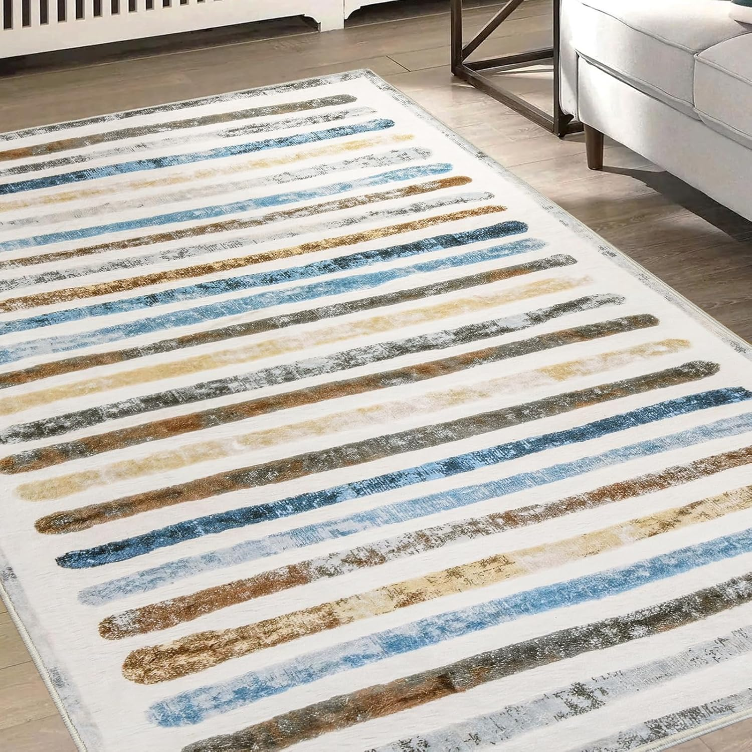 MARLOW Anti-Slip Floor Rugs, 160X120Cm Skin Friendly Shaggy Area Rugs, Soft Large Home Decor Carpet Indoor Outdoor - Versatile for Bedroom,Dining Room,Living Room(Vintage Grey-Blue)