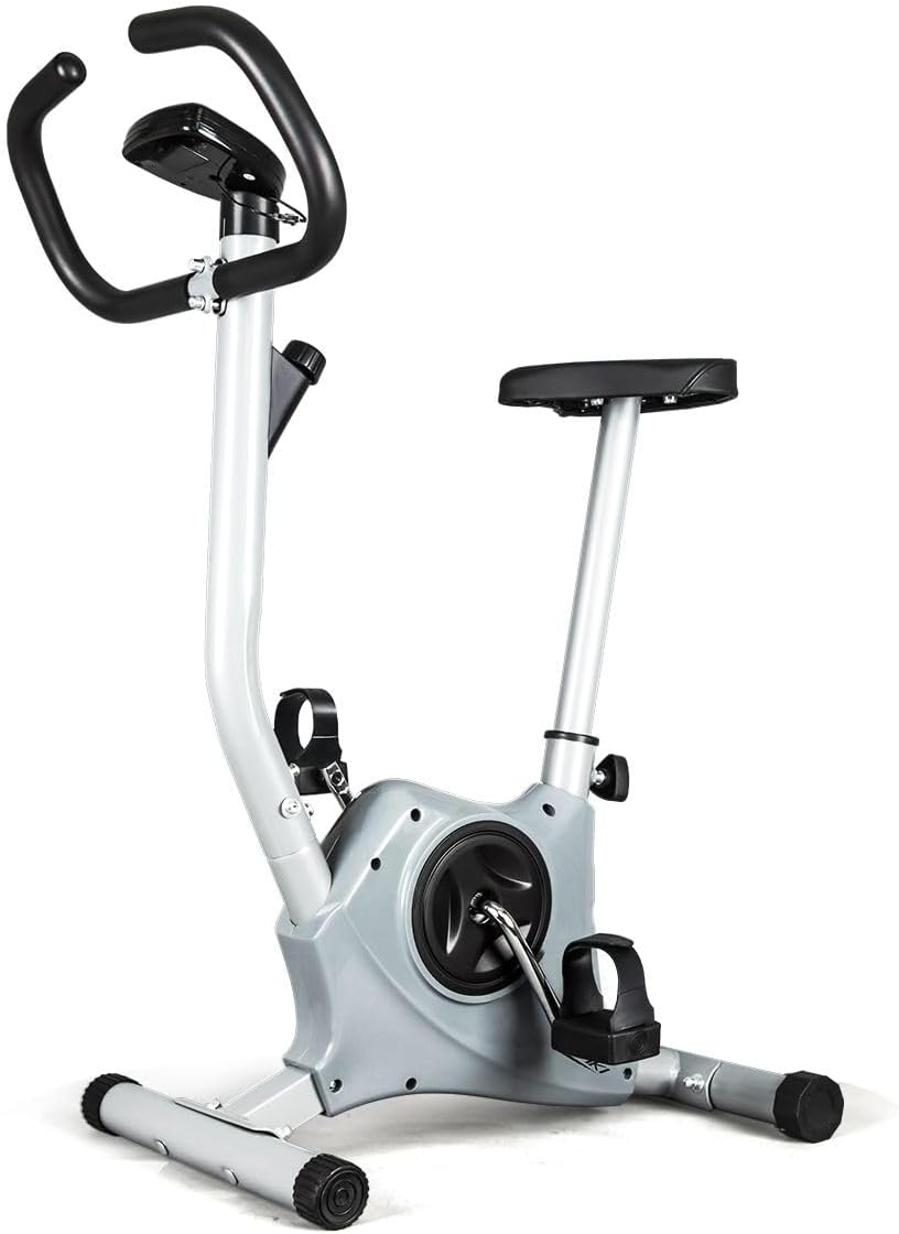 Genki Upright Exercise Bike Machine Home Gym Fitness Cardio Equipment Spin Bike Grey with LCD Display, Adjustable Seat & Resistance, 100Kg Max Weight Capacity image number 3