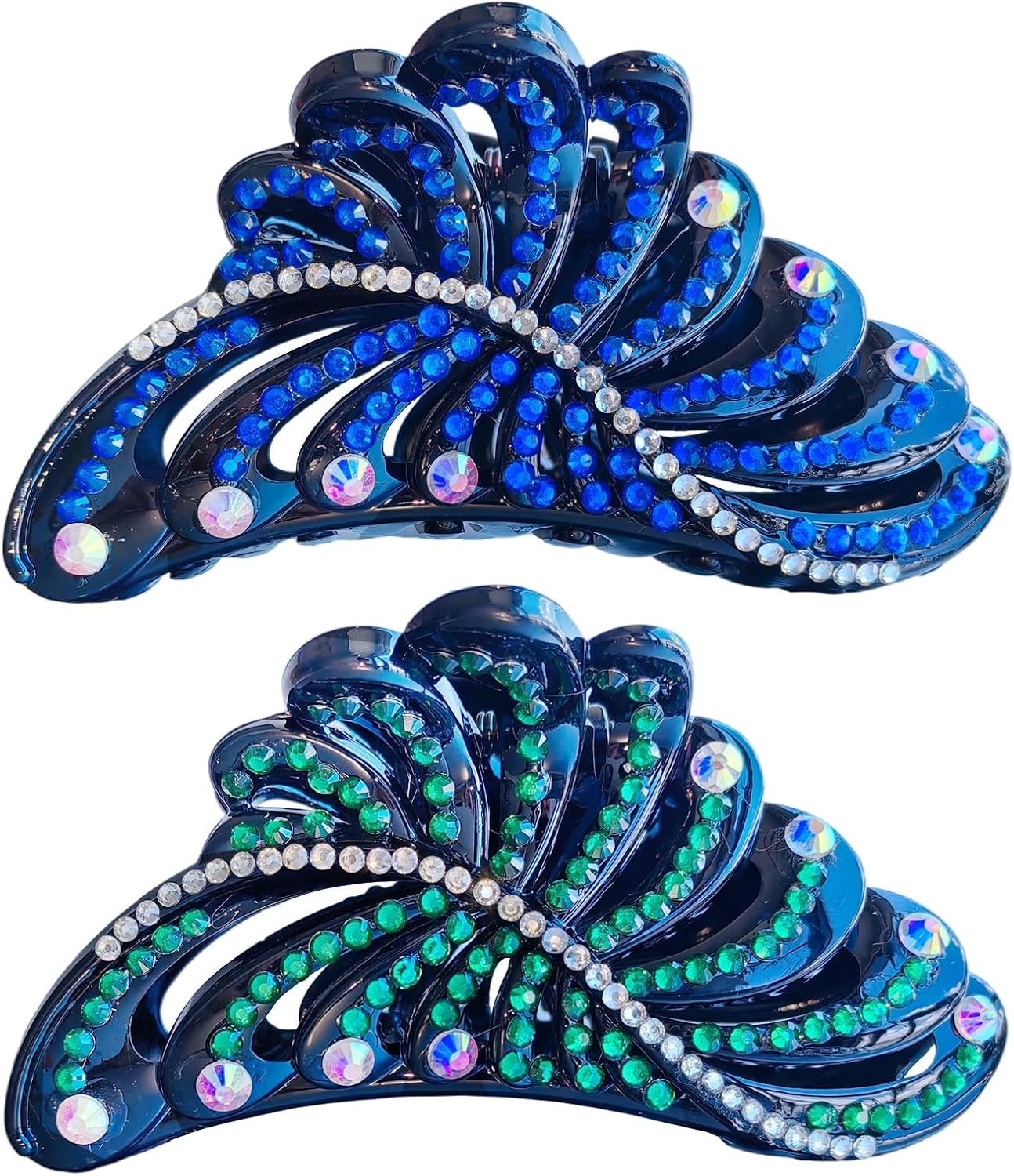 Yusier 6PCS Sparkly Rhinestone Braided Hair Clips Small Flower Hair Accessories Hair Design for Girls and Women Braided Duckbill Hair Clip with Crystal