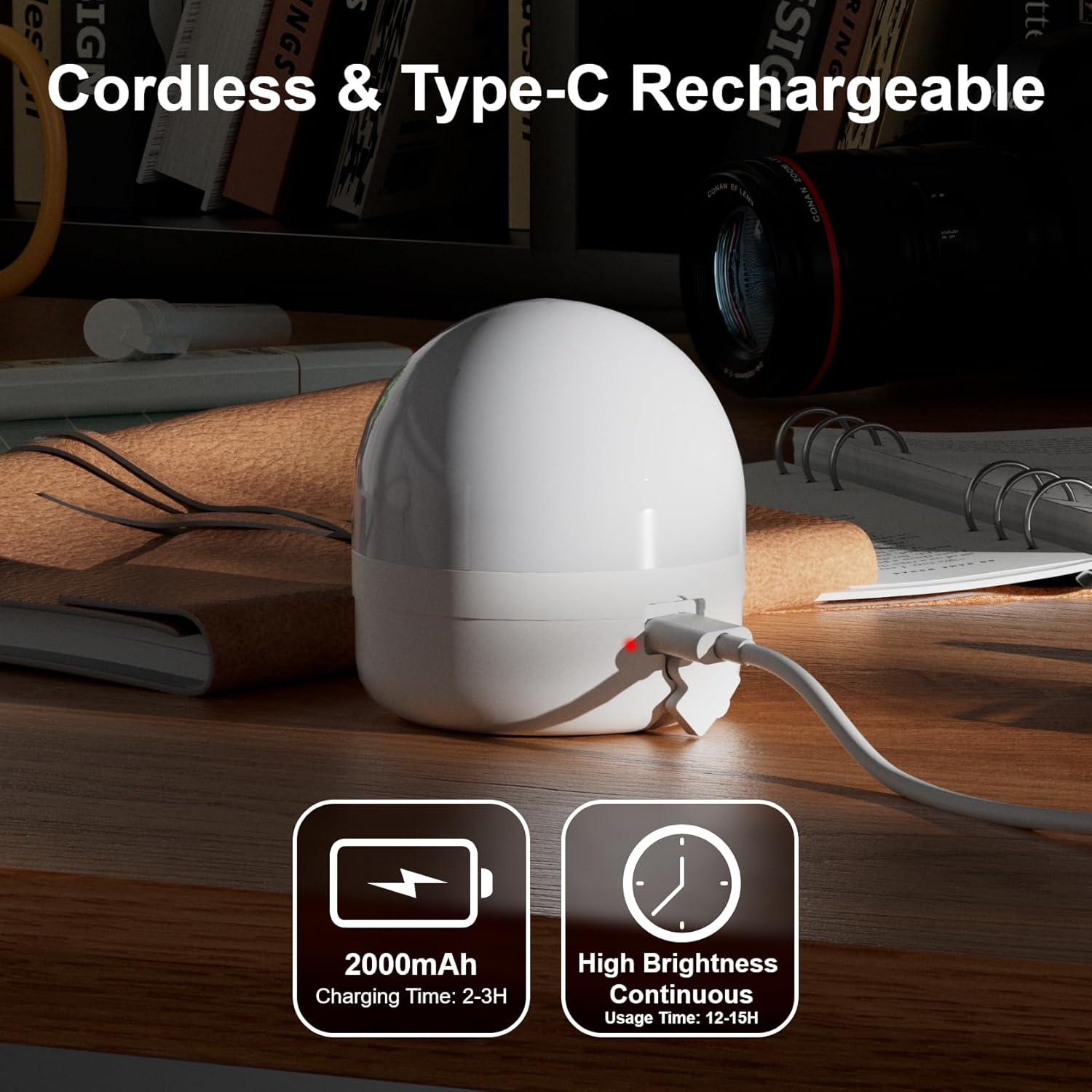 LUTW USB Rechargeable Light Bulb E27, 7W Smart RGB Colour Changing Light Bulb with Remote Control, 12RGB 3 Color Temperature, Dimmable and Detachable Battery Light Bulbs for Lamps, 2 Pack image number 2