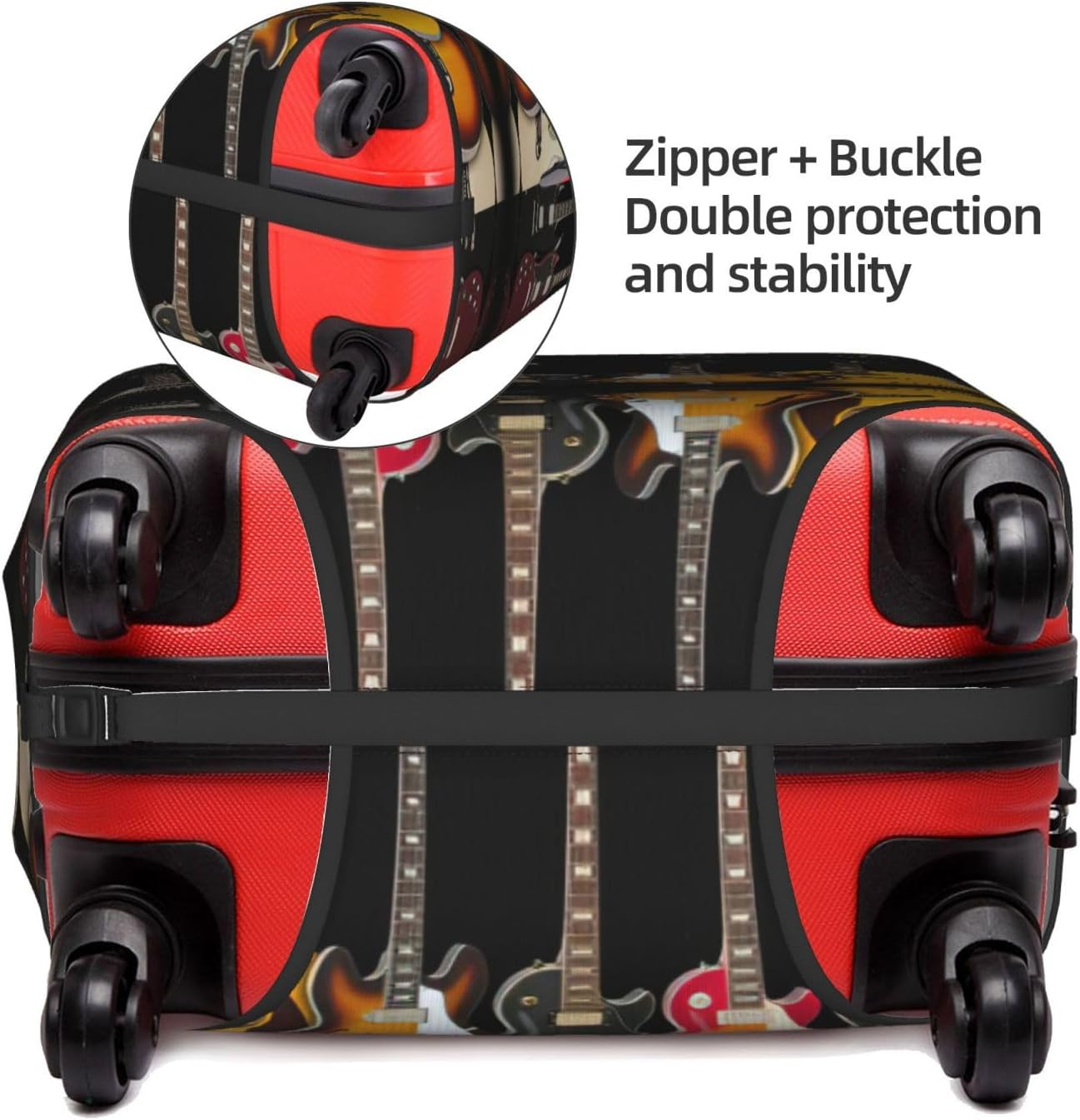Odddot Electric Guitar Print Travel Luggage Cover,Suitcase Protector Cover, Washable Baggage Covers,For 18-32 Inch Luggage, Electric Guitar, Large image number 6