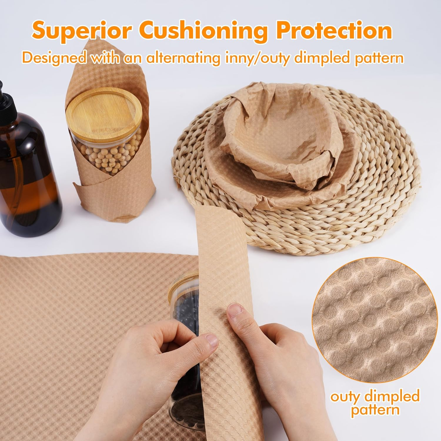 Jjhpaperix Honeycomb Packing Paper Roll &ndash; 30CM X 30M | Eco-Friendly Cushion Wrap for Moving & Shipping | Recyclable Kraft Paper | Bubble Wrap Alternative | Plastic-Free Packaging image number 1