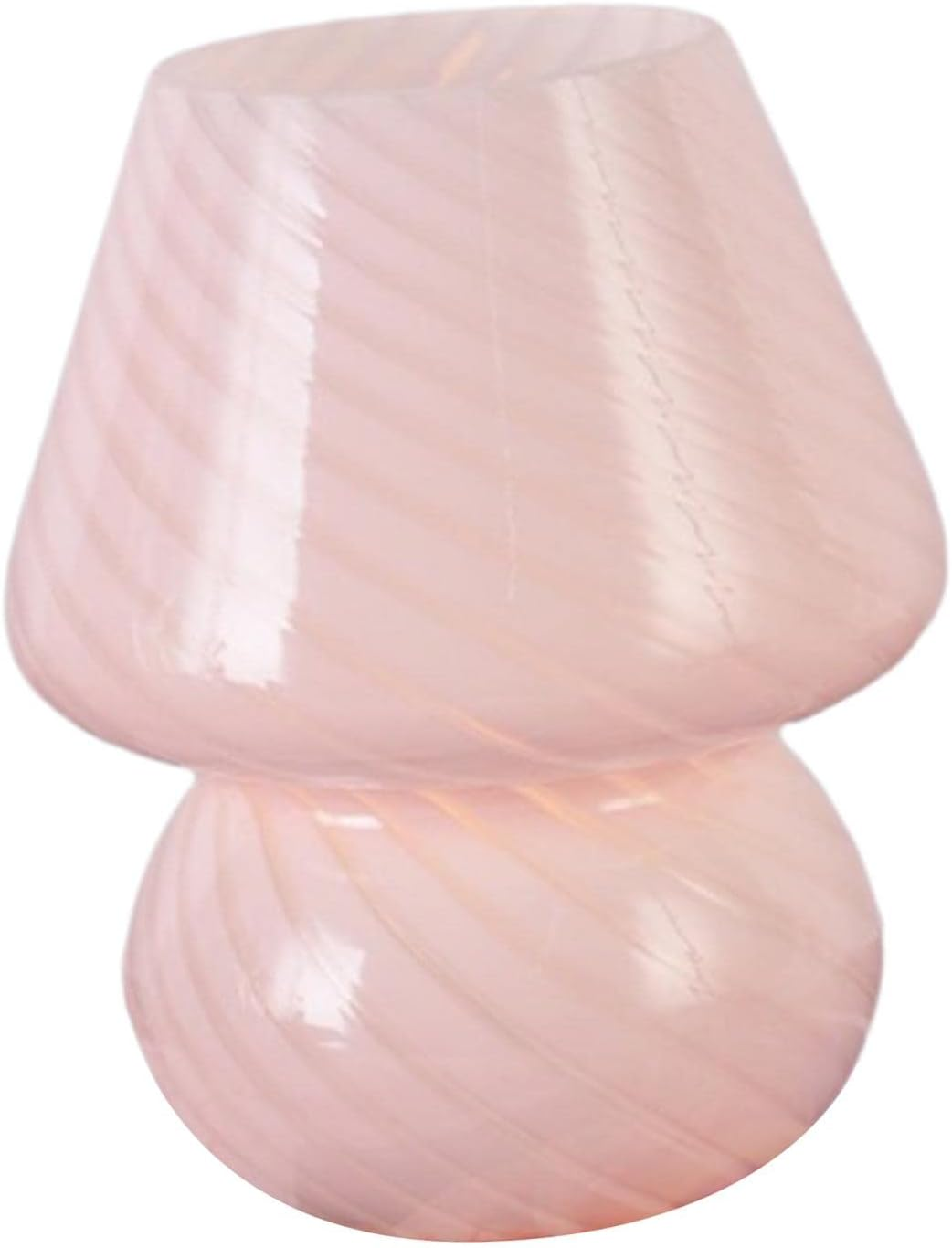 Baoblaze Glass Mushroom Bedside Table Lamp, Vintage Style Striped Small Nightstand Light for Home Decor, Living, Bedroom, Gift, Pink, 2 Colors Light image number 4