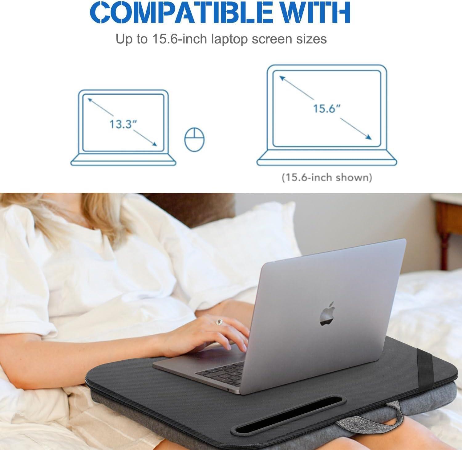 SEDISON Laptop Lap Desk with Phone Holder and Device Ledge, Lightweight Laptop Desk 45Cm * 35Cm Black Bed Tray Laptop
