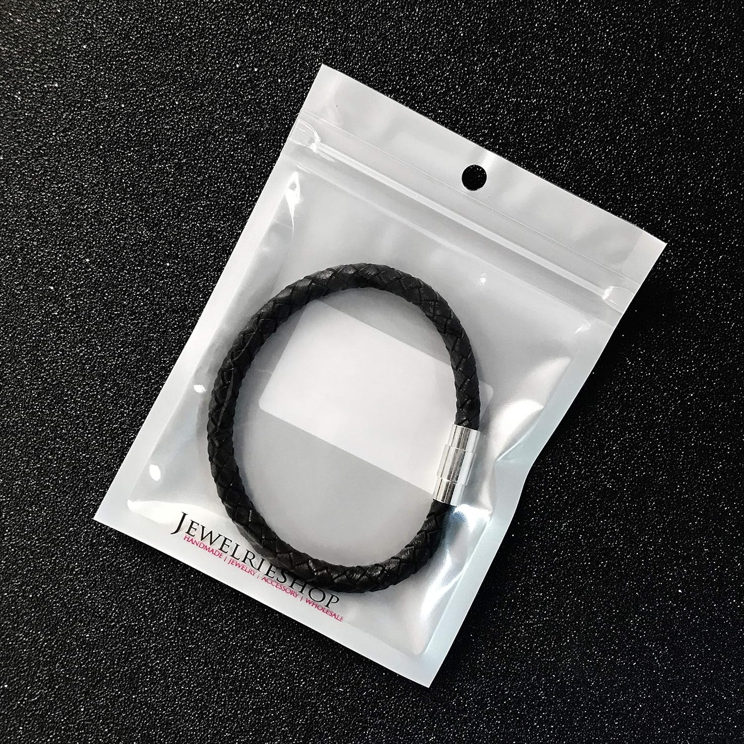 Jewelrieshop Braid Leather Bracelet Wristband, Stainless Steel Magnetic Lock Clasps, Cuff Bangle, Leather Cord image number 3