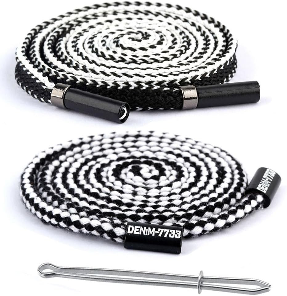 2Pcs Cotton Drawstring Cord Replacement Drawstrings for Sweatpants and Shorts Universal Drawstring Hoodies Premium Hoodie String Replacement with Easy Metal Threader (Black+White) image number 2