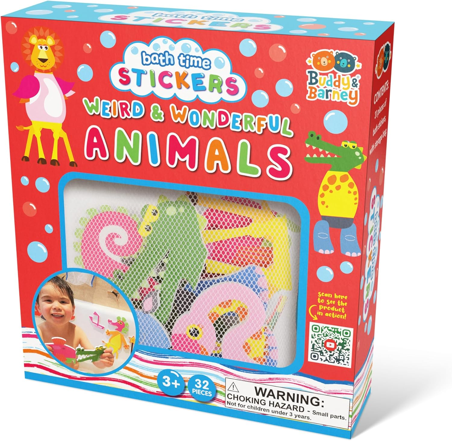 Buddy & Barney Bath Time Stickers Toy for Kids (Weird & Wonderful Animals)