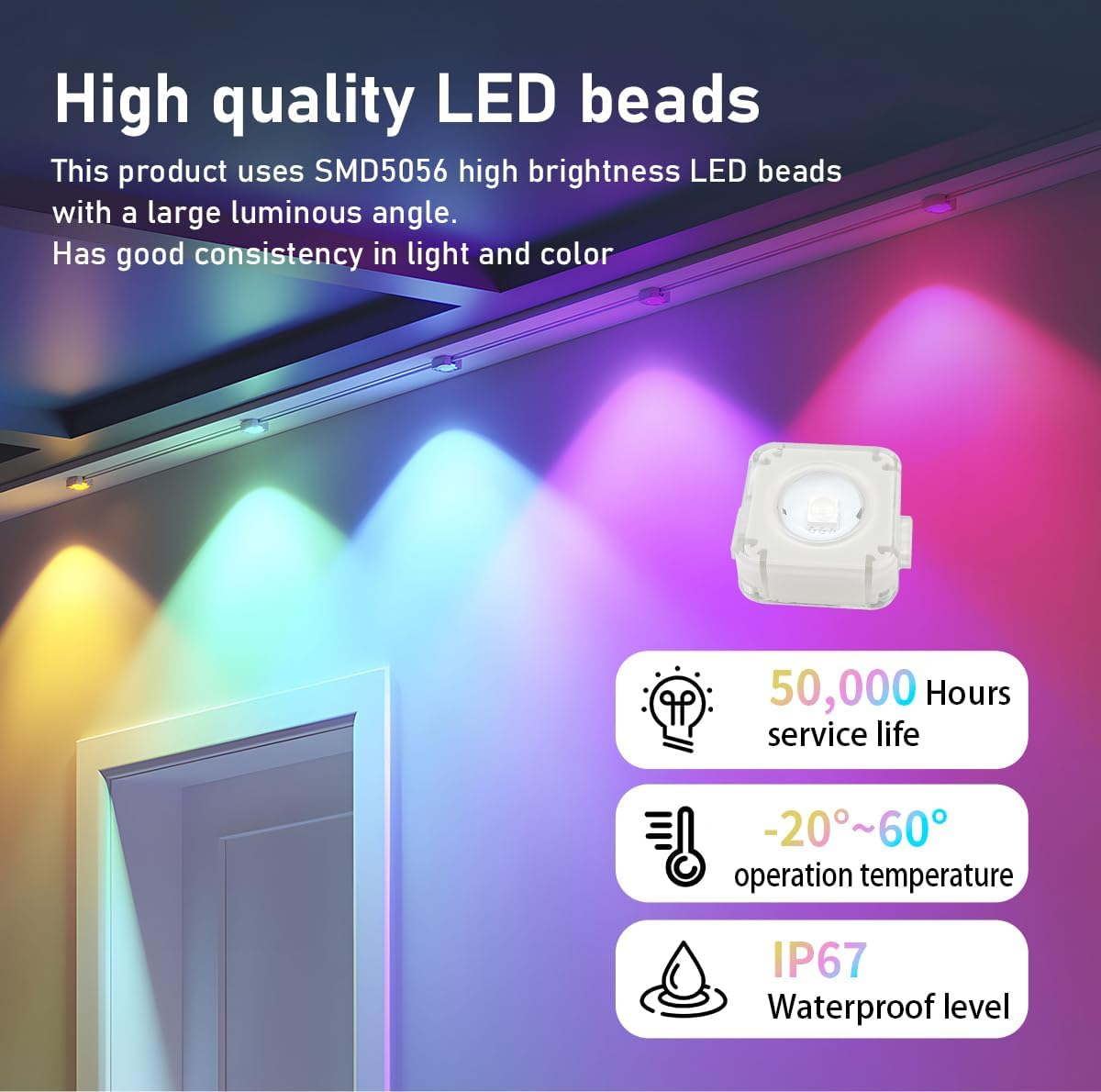 Permanent Outdoor Lights - 49Ft Smart RGB Outdoor Lights, Strips Waterproof Outdoor IP68 outside LED Eaves Lights with App Control,Music Sync Strip Lights for Eave, Roof, Party,Garde,Room Decor image number 5