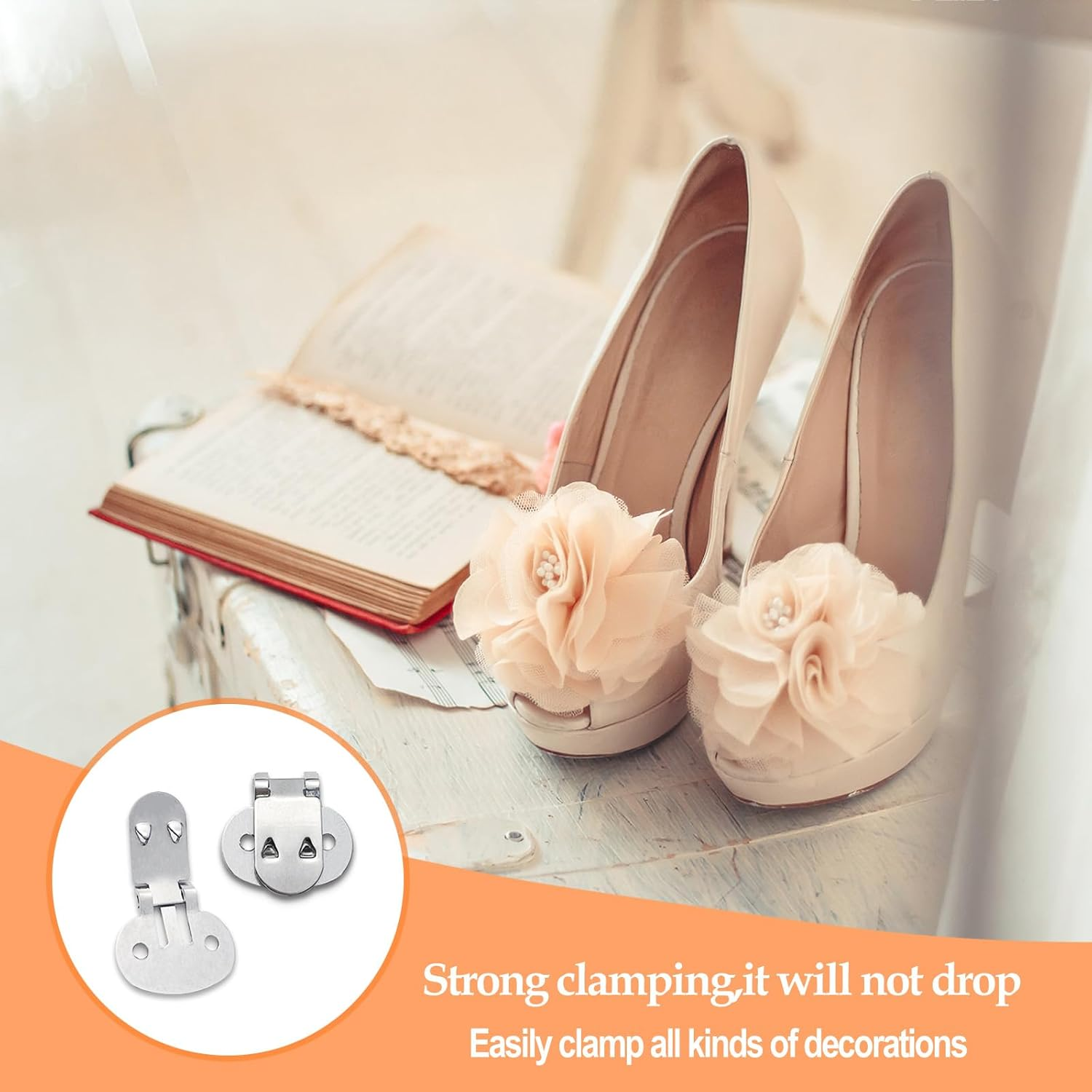 Shoe Clips 30 Pcs Stainless Steel Blank Shoe Clips Silver Metal Shoe Clamps Flat Decorative Shoe Buckles for DIY Craft Projects image number 2