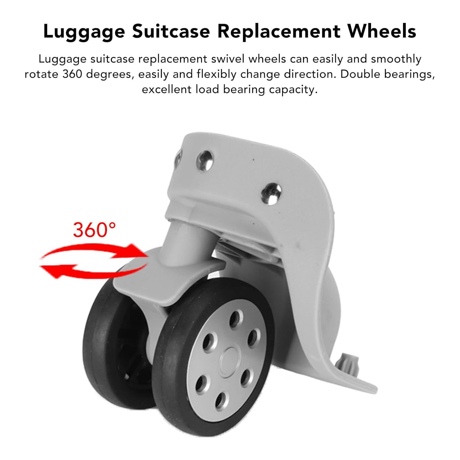 2 Pcs 360 Swivel Luggage Wheels Replacement, Lockable Suitcase Caster with Screws for Replacement, Travel Suitcase Silent Wheel Repair Set image number 5