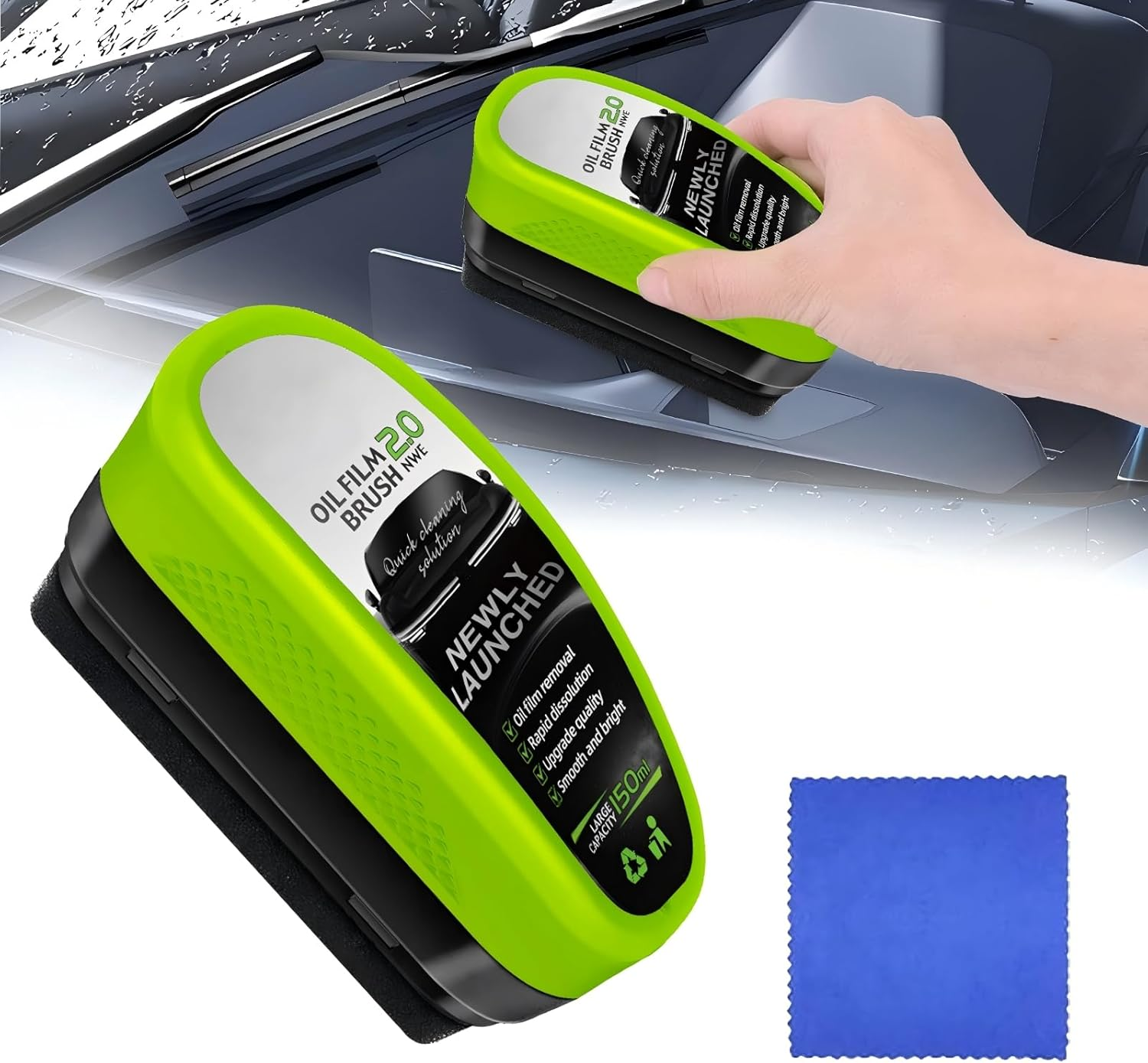 2025 New Automotive Oil Film Cleaning Brush, Powerful Glass Cleaning Board, Oil Film Cleaner for Window Remove Dirt Improve Clarity & Visibility, for Windshield, Universal Glass Wipe Board (1PCS) image number 2