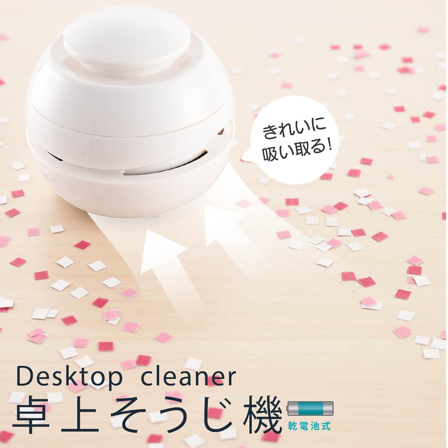 OHM Electric Desktop Cleaning Machine, White, Tabletop Cleaner, Mini Vacuum Cleaner, Desktop Vacuum Cleaner, JIM-C03-W 00-5638 OHM image number 3