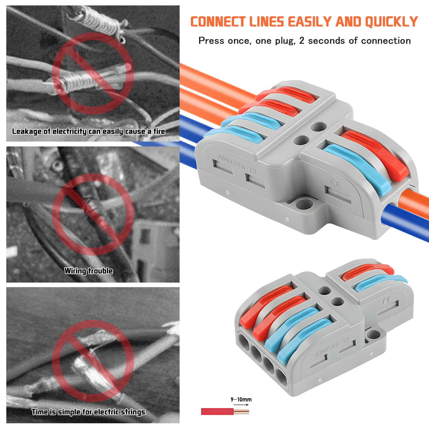 Lever Wire Connector,7 Pcs Universal 2 in 4 Out Conductor Combination Compact Electrical Insulated Terminals,Quick Disconnect Compact Splicing Connectors for Circuit Inline