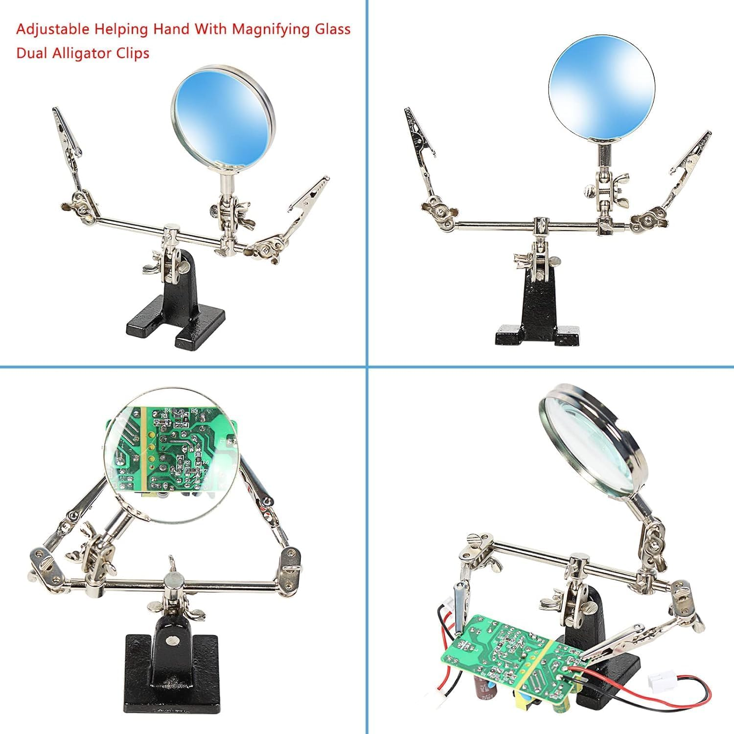 Soldering Iron Kit, 60W Adjustable Temperature, Soldering Station with Helping Hands, Digital Multimeter, 5 Soldering Iron Tips, Desoldering Pump, Wire Stripper, Solder Tube, Solder Wire, Tweezers image number 3