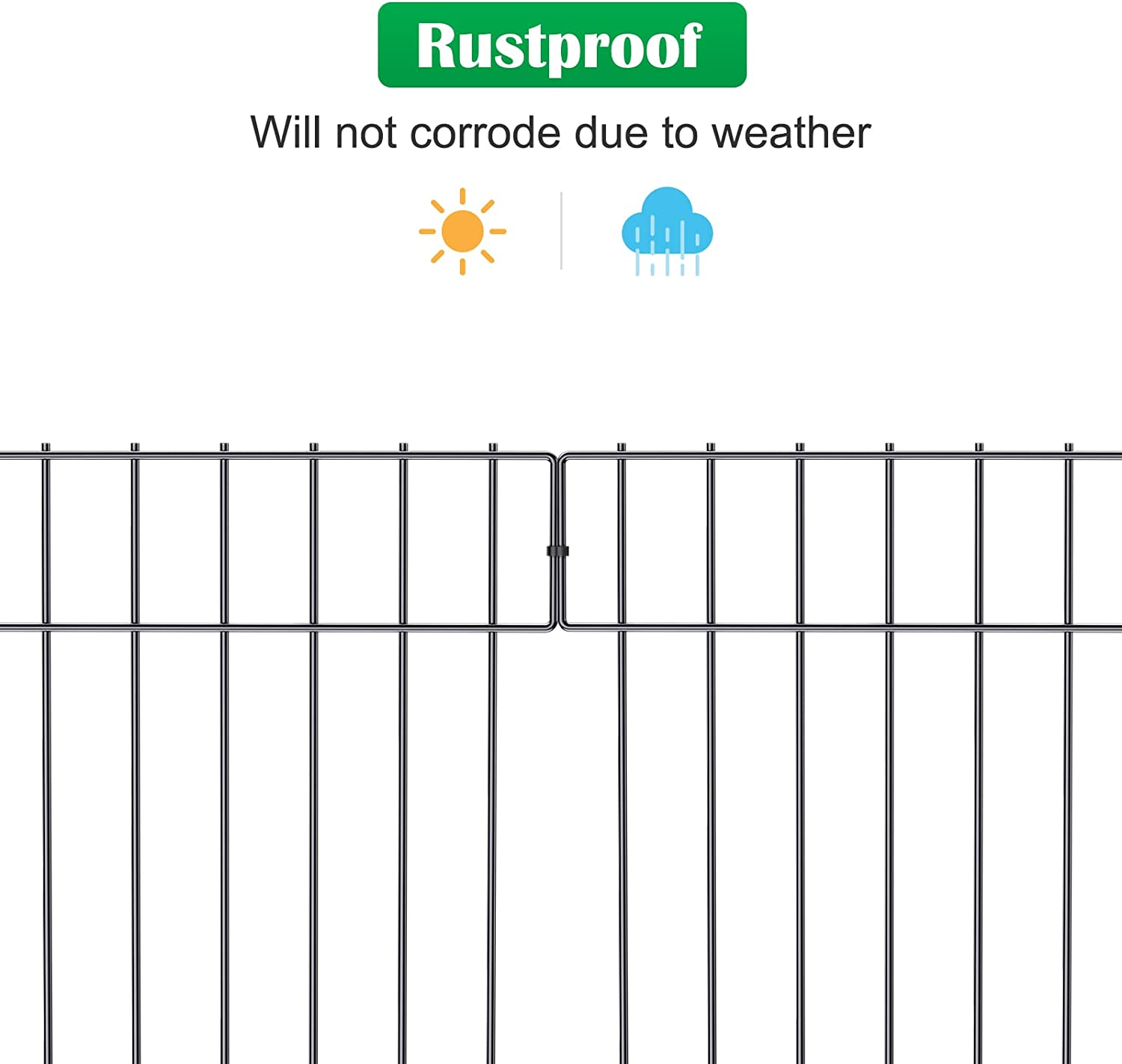 NANANARDOSO 25 Pack Animal Barrier Fence, 17 In(H) X 27 Ft(L) Decorative Black Metal Garden Fence Panels image number 5