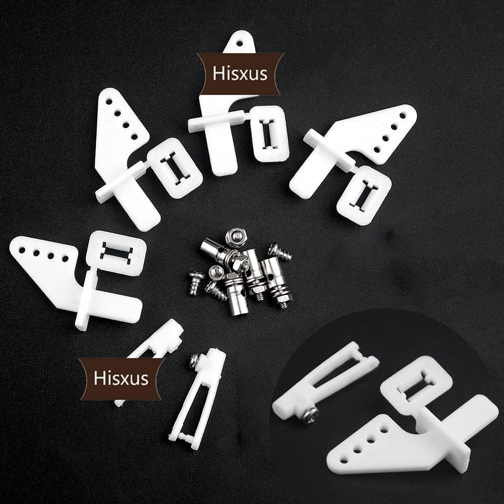 Yrhrol 15Pcs Adjustable Pushrod Connector Linkage Stopper 1.3Mm + 15Pcs Nylon Control Horns 21X10 Mm + 15Pcs 1.2 X 210Mm Z Push Rods Parts Compatible for RC Airplane Plane Boat Replacement (15 PCS) image number 2