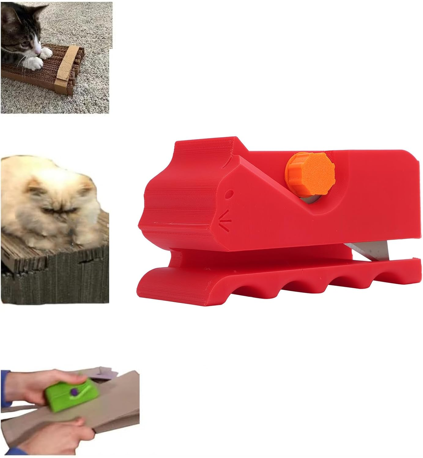 Diyeeni Cardboard Cutter for Cat Scratchers, 3D Printing Cardboard Cutter, Kitten Handheld Cardboard Cutting Tool, Cutting Machines, Cardboard Strips, Tool for Cat Lovers (Red) image number 2