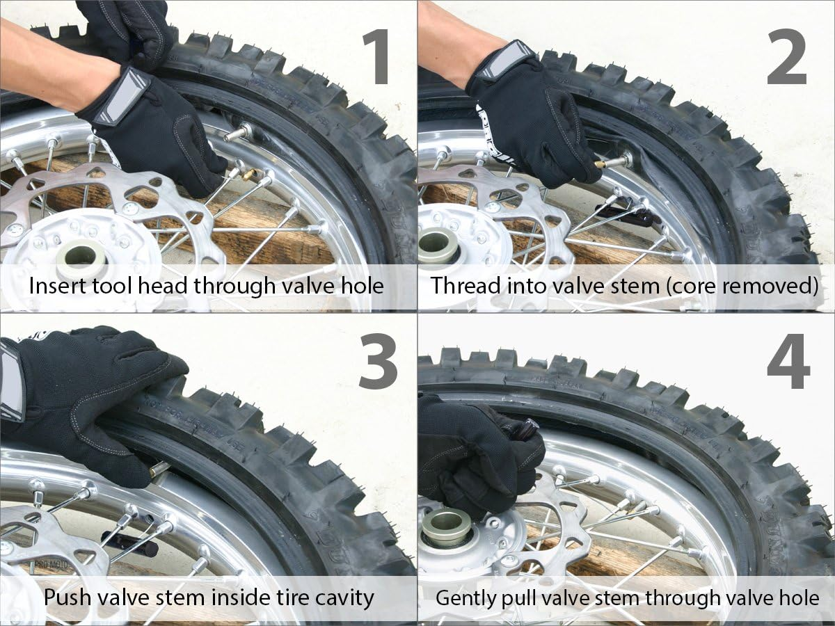 Tire Valve Stem Fishing Tool Puller (With Valve Core Remover) save YOUR KNUCKLES While Installing Inner Tubes Rim Locks & off Road Tires on Adventure Motorcycles & Dirt Bikes image number 1