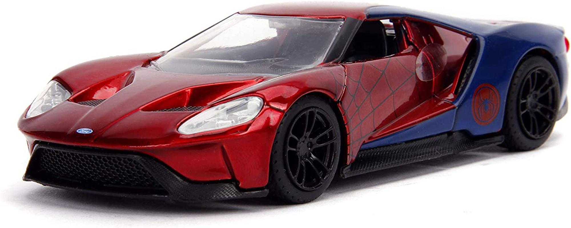 Jada Toys Metals Die-Cast Spider-Man 2017 Ford GT, 1:32 Scale Die-Cast Vehicle, Red/Blue,Red and Blue image number 4