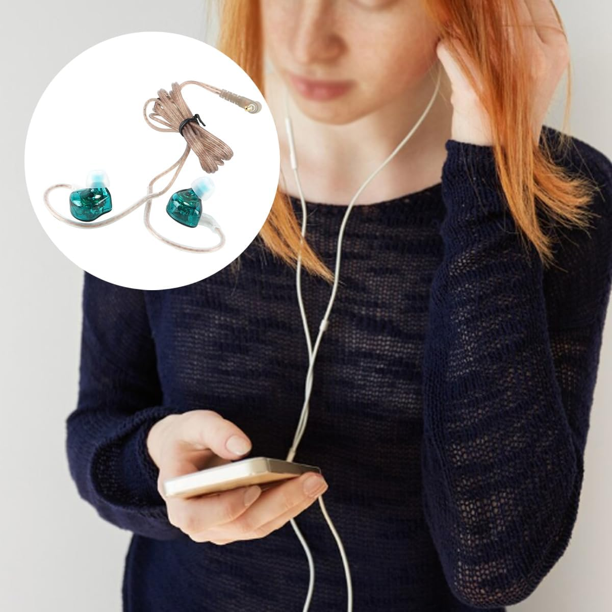 Laroal IEM Earphones Deep Bass Driver 10Mm Dynamic Driver over Ear Headset for Phone PC (Cyan without Microphone) image number 1