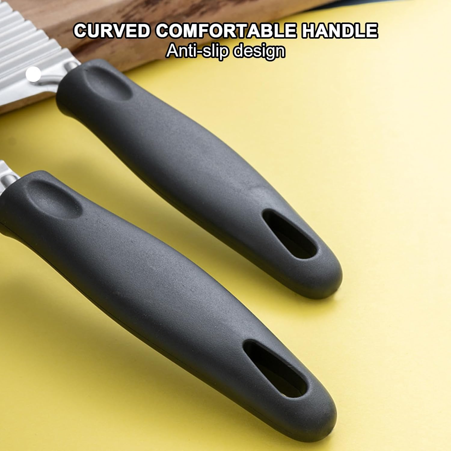 Crinkle Cutter | Kitchen Crinkle-Cut Wave Slicer,Handheld Ergonomic Chopper Tools for Cutting Vegetable Fruit Corn Cucumber Bread Home Cooking image number 6