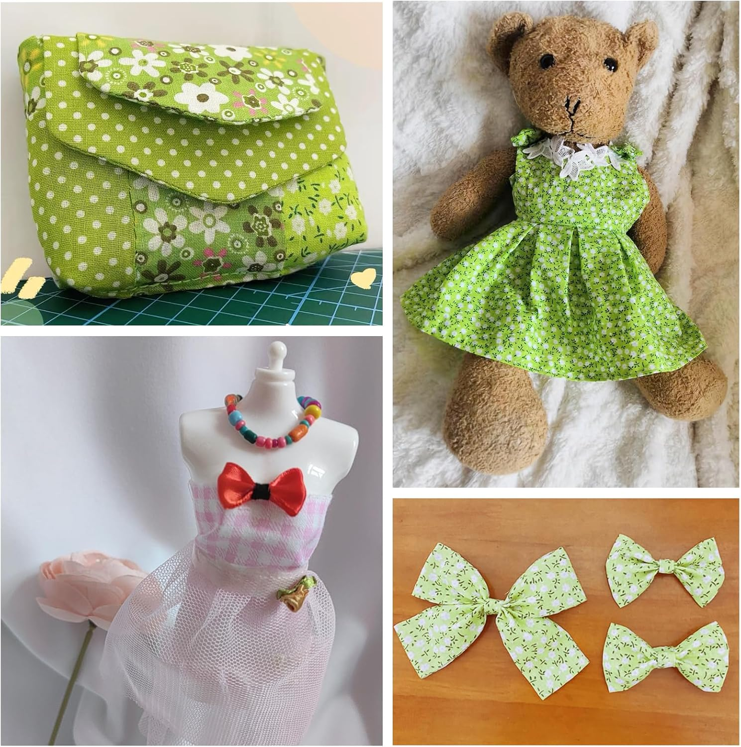 42Pcs 9.8"X 9.8" Fabric Quilting Cotton Patchwork Square Precuts for DIY Sewing Craft, Decorating Scrapbooking, Multi-Color Design, 6 Colors image number 6