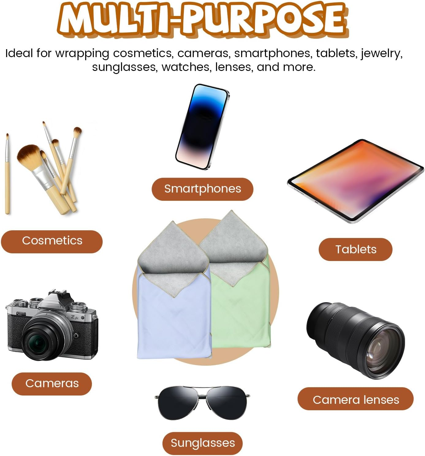 Diakey 2 Pieces Magic Fabric Self Adhesive Makeup Bag 55X55Cm Scratch Resistant Lens Camera Packaging Cosmetic Bag Organizer Open Flat for Travel Toiletry, Green + Blue image number 2