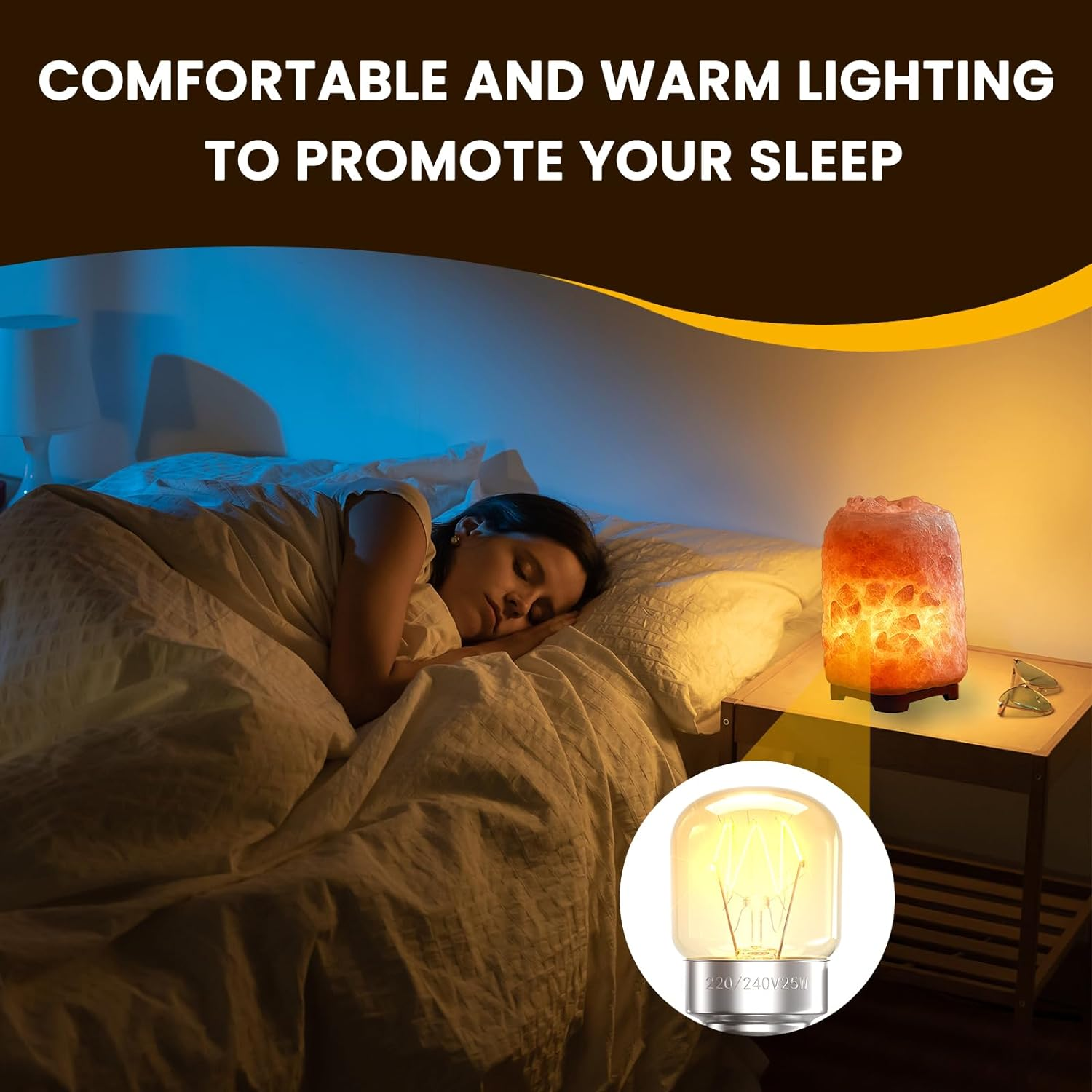 Bonlux 2 Pack 25W Dimmable Salt Lamp Bulbs,E14 Oven Bulbs 300℃ Heat Tolerant SES Incandescent Bulbs 2600K Warm White for Fefrigerator Oven Lamp Salt Lamp Sewing Machines, Small Edison Screw Base image number 4