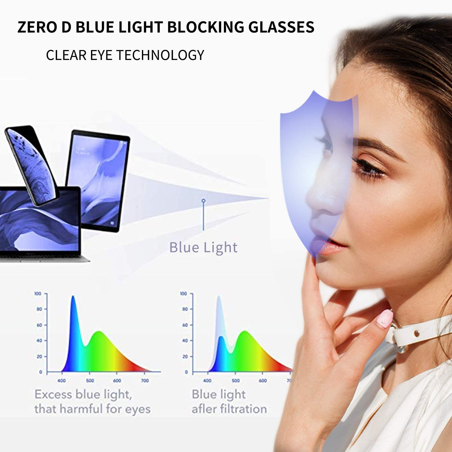Z&eacute;ro D Blue Light Glasses Aviator Blue Light Blocking Glasses for Men Women Double Bridge Computer Gaming Glasses anti Eye Strain UV Filter image number 4