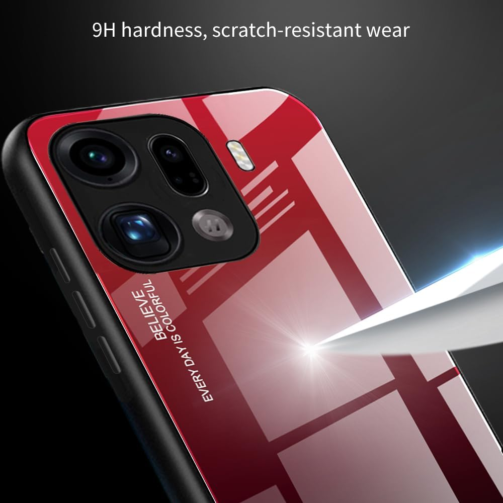 DEDUX Case for Oppo Find X9 Pro 5G Mobile Phone Case, Gradient Glass and TPU Protective Case Cover for Oppo Find X9 Pro 5G (Blue/Black)