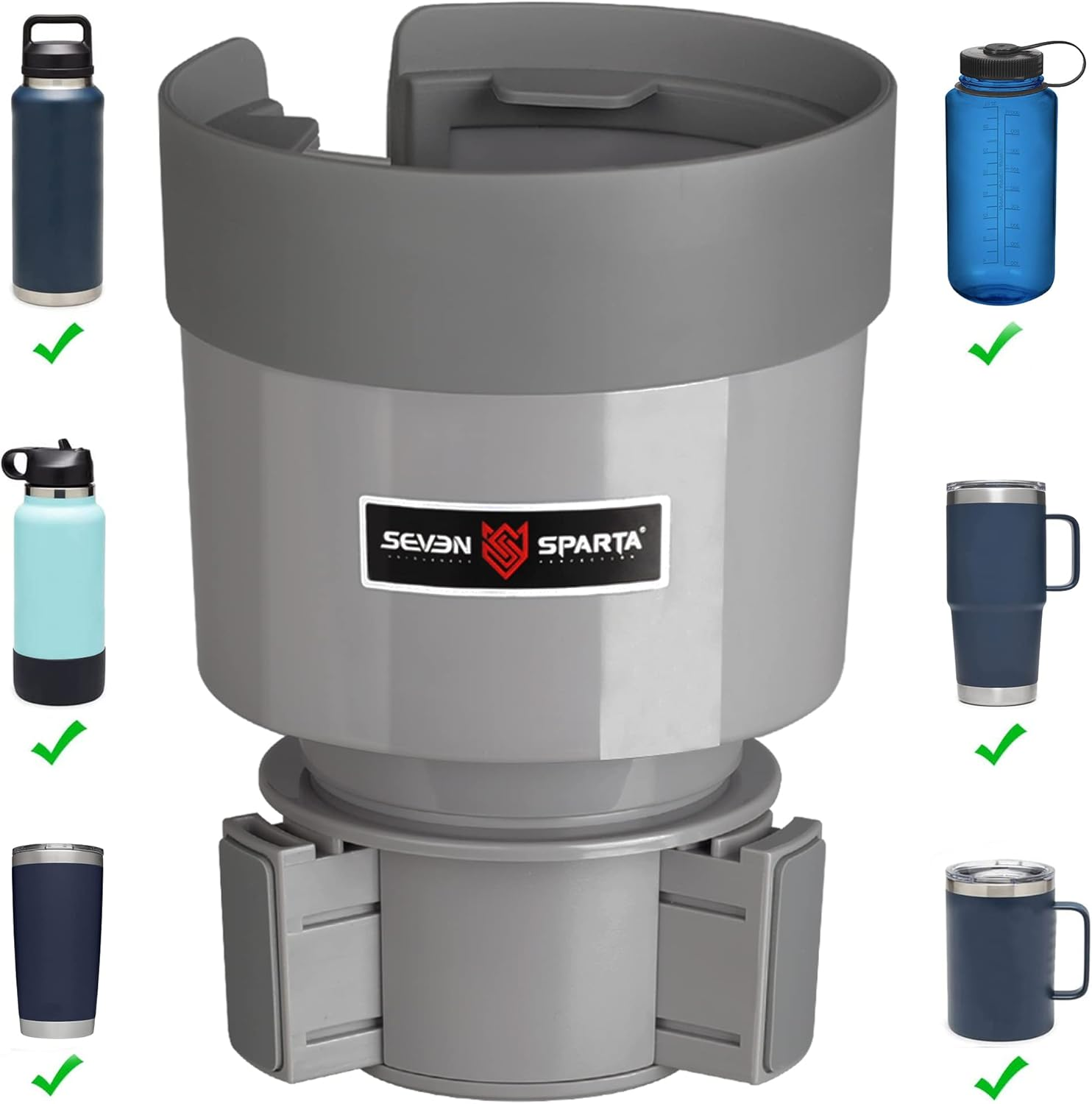 Seven Sparta Car Cup Holder Expander Organizer with Adjustable Base Black2