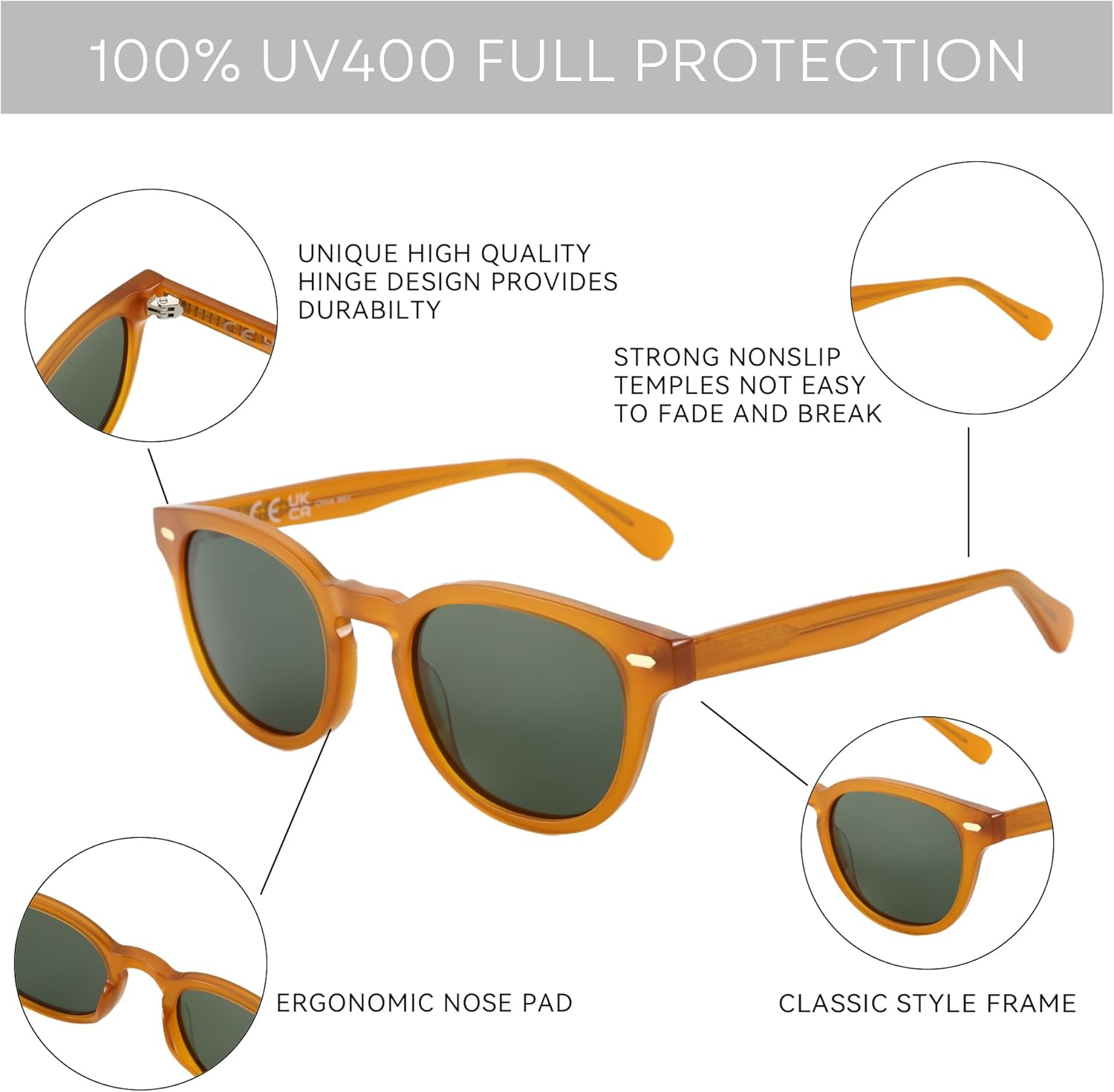 ZENOTTIC Women Sunglasses Polarized Trendy: Retro round Sun Glasses UV Protection - Classic Designer Shades Unisex image number 6