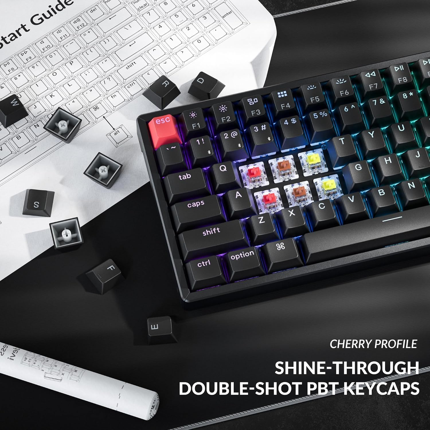 Keychron K4 96% Layout QMK Wireless and Wired Mechanical Keyboard Super Brown Switch, RGB Backlight Aluminum Frame with Shine-Through Double-Shot PBT Keycaps for Mac Windows-Version 3 image number 4