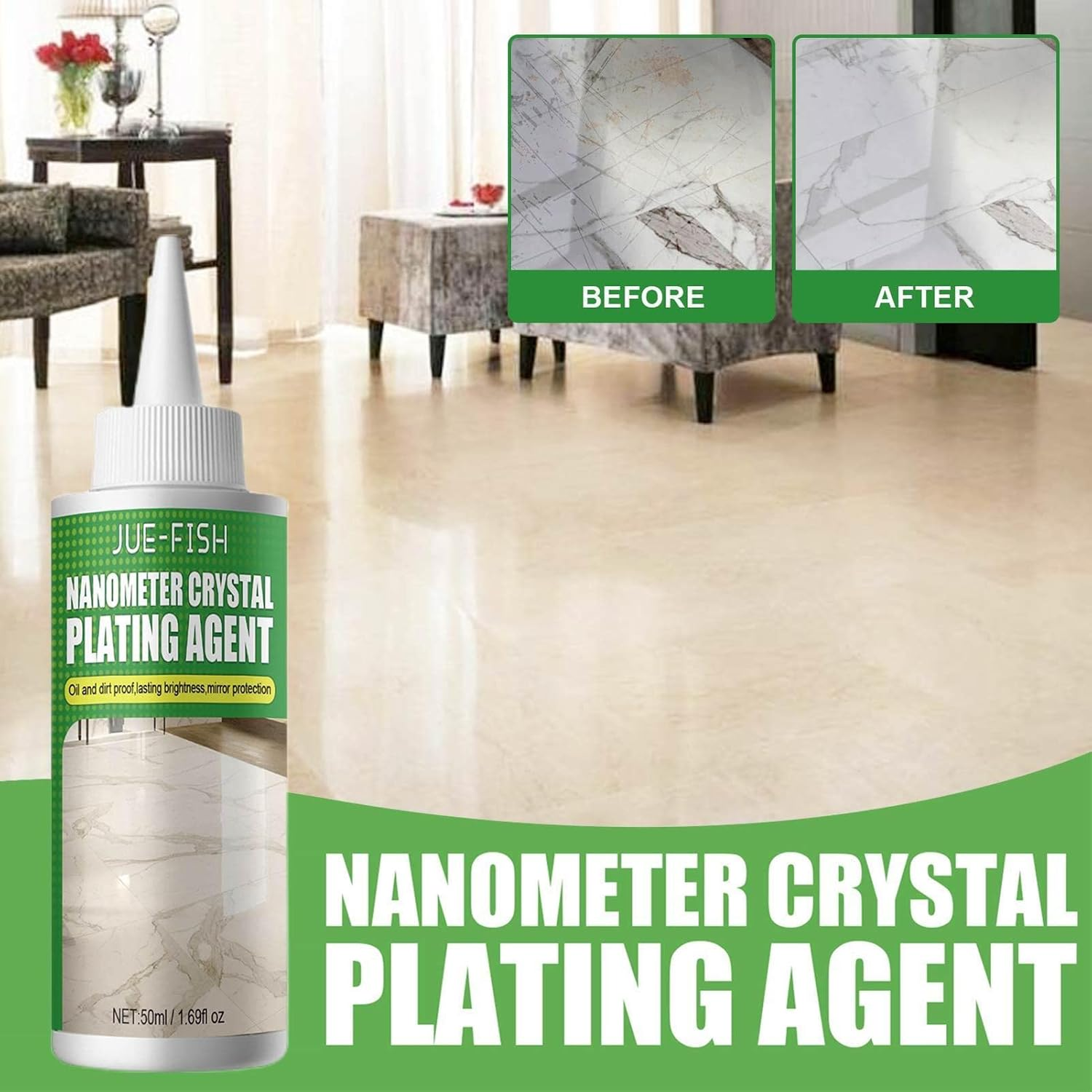 Stone Crystal Plating Agent | Marble Polishing Nano Crystal Liquid | Marble Nano Crystal-Plating Agent, Coating of Stone Nanocrystals | Tile Scratch Repair Brightening Restoration image number 6