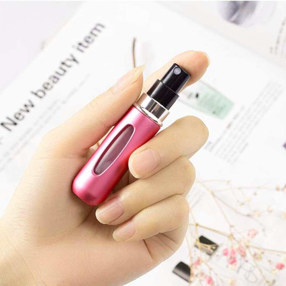 5 PCS Perfume Atomiser Bottles 5Ml Mini Refillable Spray Portable Liquid Bottle with Visual Window Empty Travel Bottle for Purse Handbag Pocket Luggage (A) image number 4