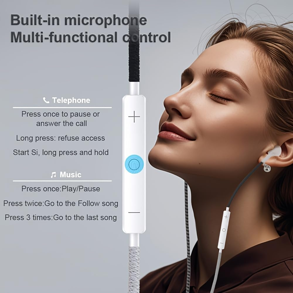 URIZONS Wired In-Ear Headphones USB-C with Microphone [Bracelet Design] Colourful Braided Cable Tangle-Free Compatible with Iphone 14/15/16/17, PS5, for Sports, Fitness, Gaming (60#)