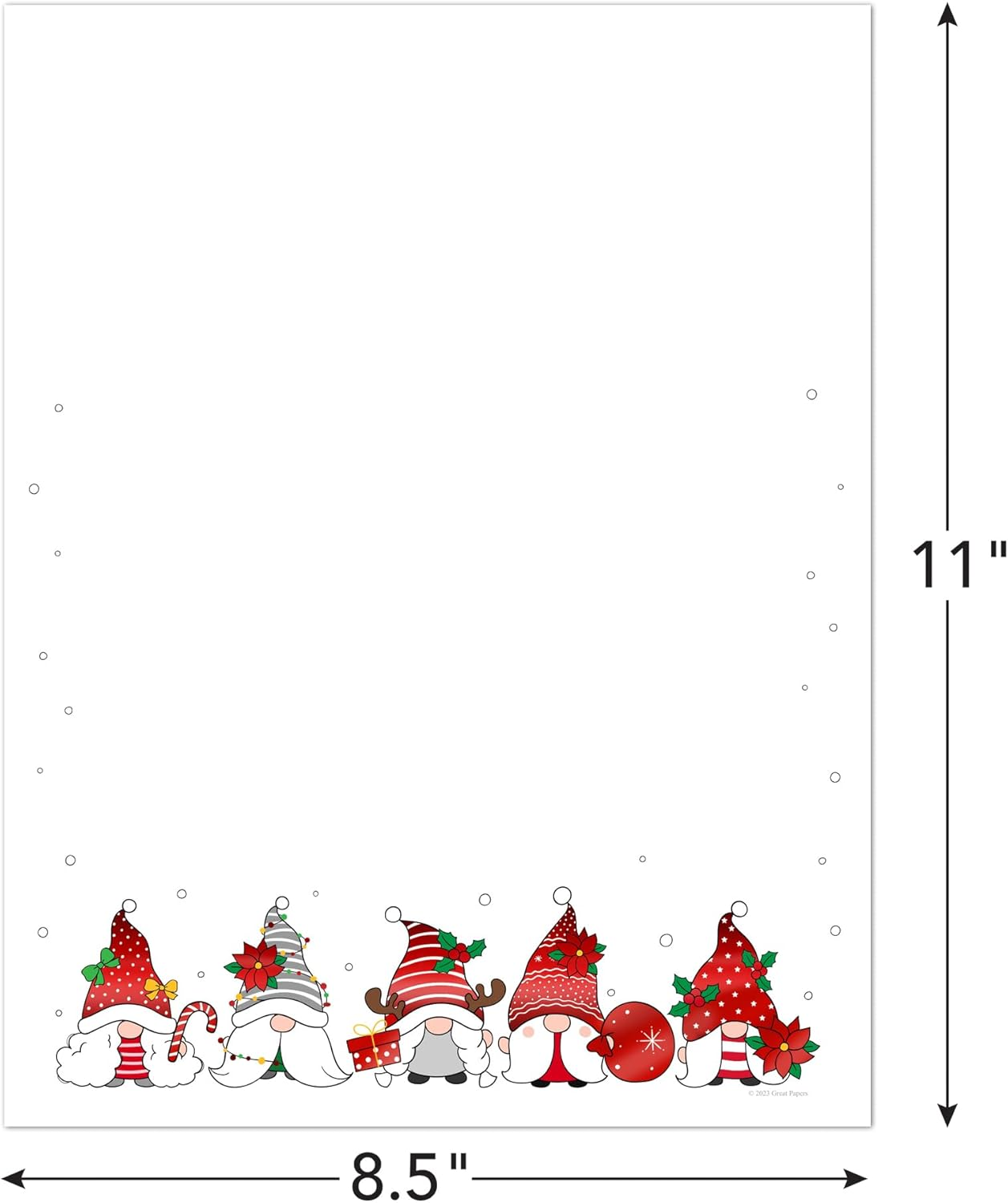 Great Papers! Holiday Gnomes Foil Letterhead, for Invitations, Announcements and Personal Messages, Printer Friendly 8.5" X 11", 25 Pack (2023042) image number 1