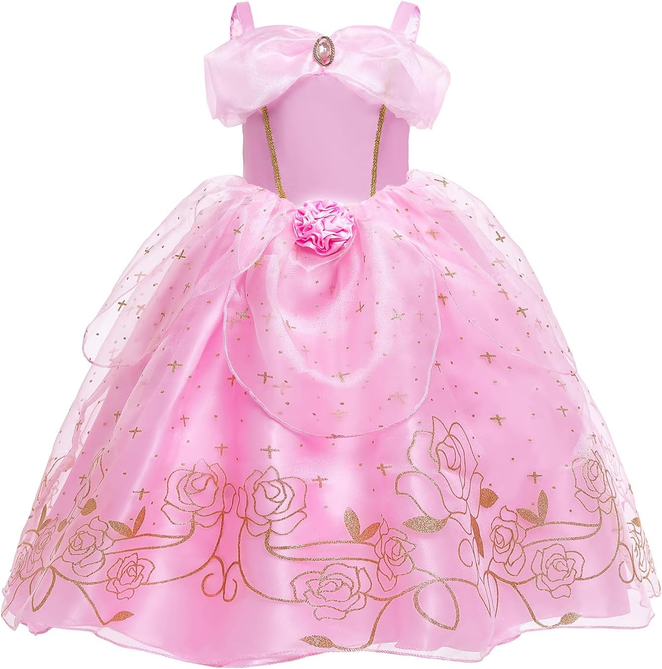 Princess Aurora Costume for Girls Birthday Party Outfit Halloween Cosplay Dress up with Accessories for 3-11 Years image number 4