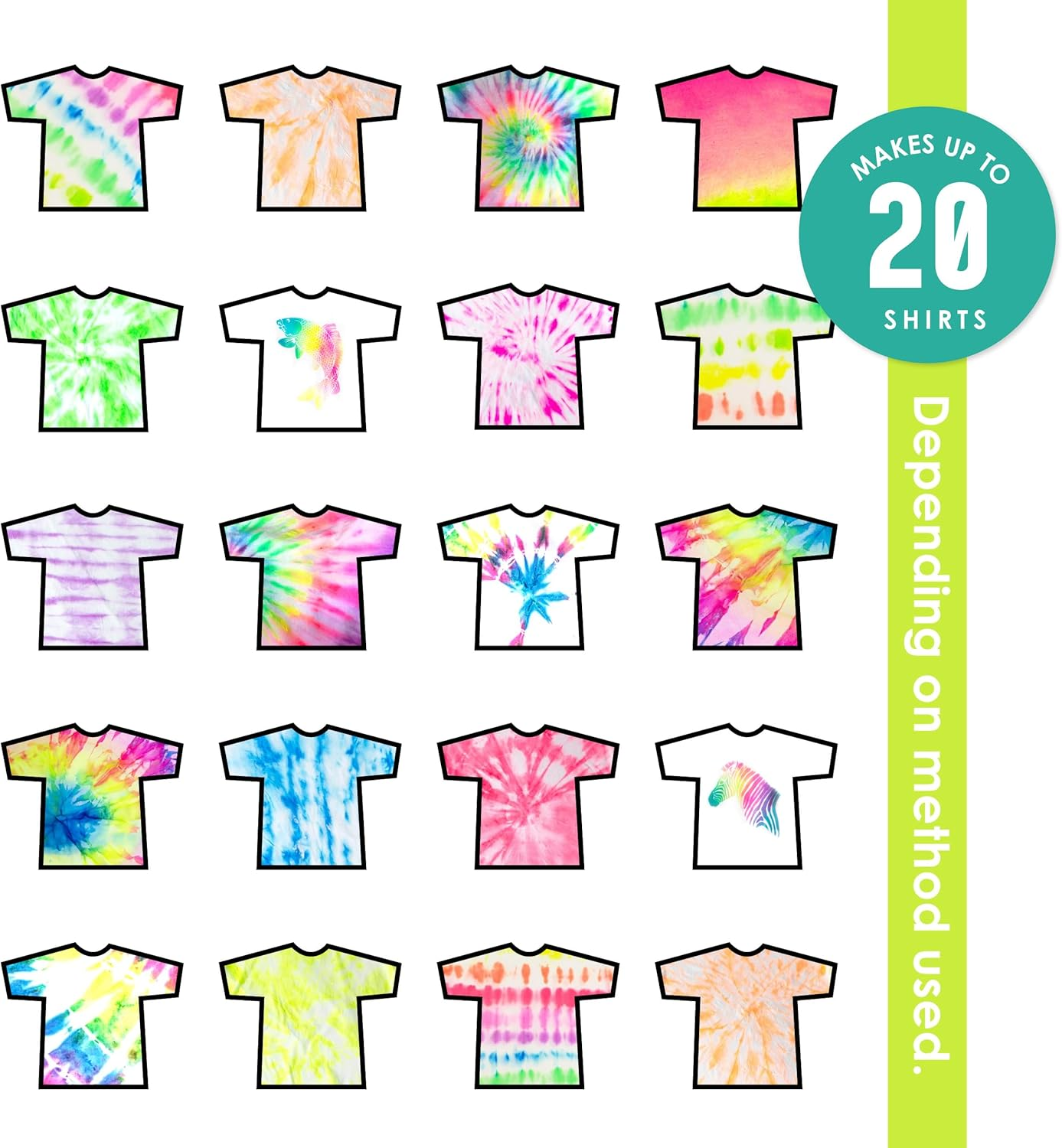 S.E.I. Neon Tie Dye Kit, Fabric Dye Spray Set, Easy Clean Up, Easy Application, Spray Tie Dye Kit - 8 Pack of Colors image number 2