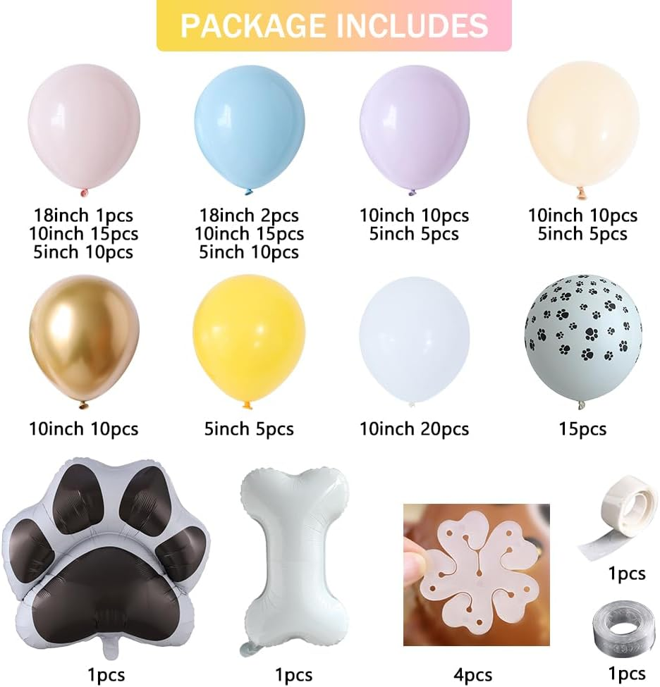 BALONAR Paw Balloons Garland Arch Kit with 148PCS Pink Blue Bone Dog Paw Balloons for Boys Girls Baby Shower Blue Theme Birthday Party Decorations (Pink) image number 1