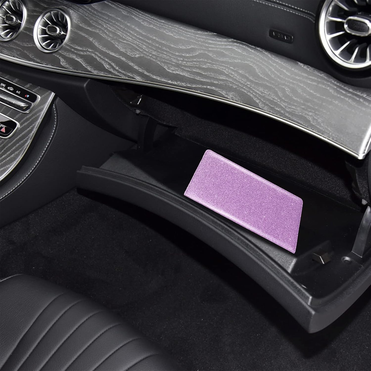 Bodskad Car Registration and Insurance Holder, Premium Leather Insurance and Registration Holder,Vehicle Glove Box Car Organizer, with Magnetic Shut for Cards, Driver License (Glitter Purple) - Glitter Silver A image number 6