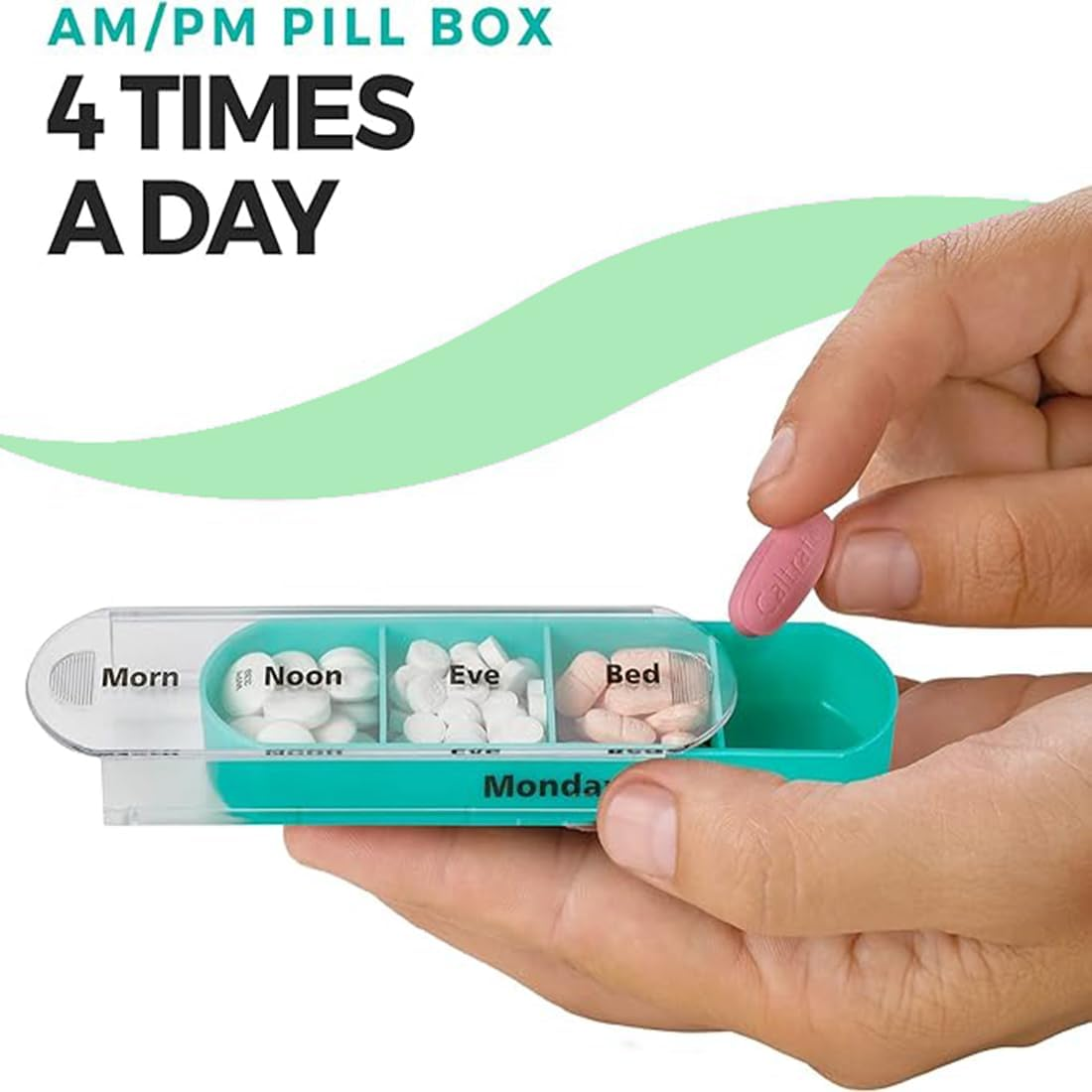 Stackable Daily Pill Organizer(4 Times a Day), Weekly Medication Reminder, Premium Weekly AM/PM Pill Box with 7 Individual Stacking Cases for Vitamins, Medication, Supplements, Fish Oils image number 1