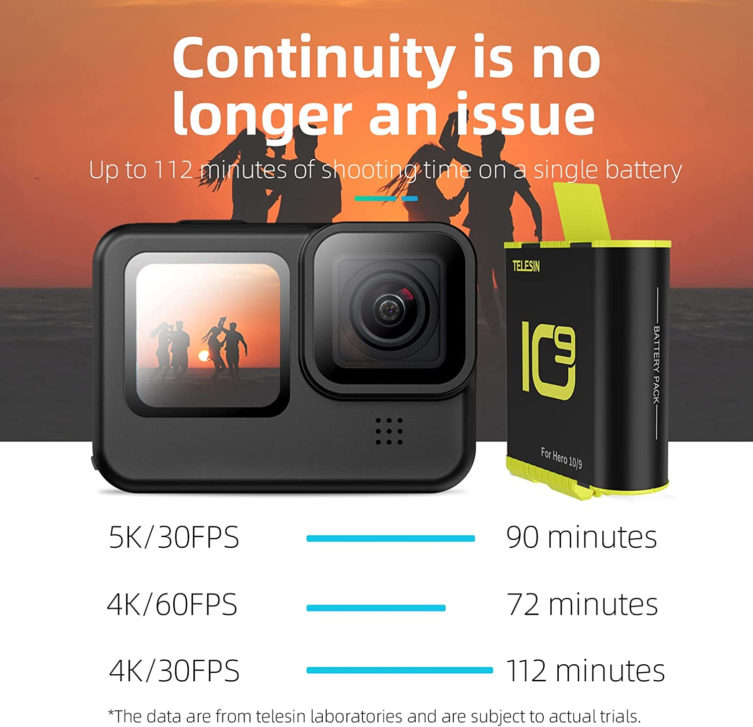 TELESIN 3 Pack Charger Battery Set for Go Pro Hero 10 Hero 9 Black, Triple Charging Case Support 3 Batteries Charge and 3 TF Card Storage,With 3 Battery Carry Boxes for Go Pro 10 9 Accessories