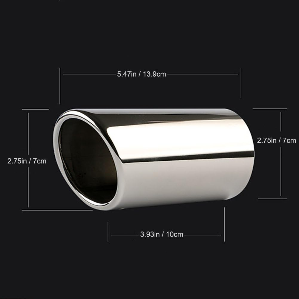 Dsycar Stainless Steel Car Exhaust Muffler Tip Pipes Covers for VW Volkswagen Jetta 2009-2018 / SAGITAR 2011-2015 / Polo 2012-2014 / Golf 7 2013-2015 (Silver) image number 3