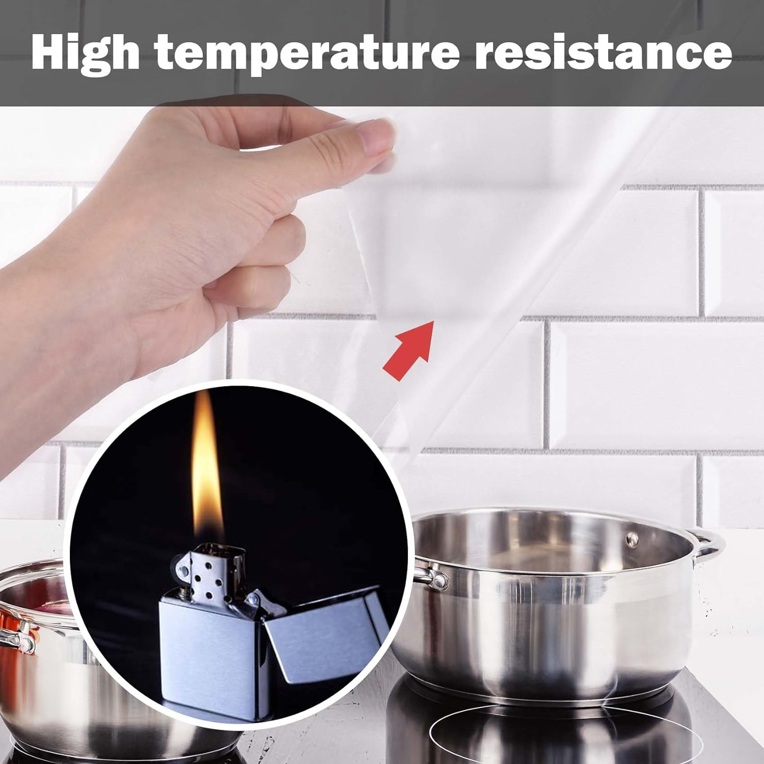 4Pcs Clear Contact Paper Roll, Clear Vinyl Adhesive Countertop Covering, Clear Contact Paper Peel and Stick Backsplash for Kitchen 42X100Cm, Clear Wall Protector Film, Oil Proof Wall Kitchen Stickers image number 4