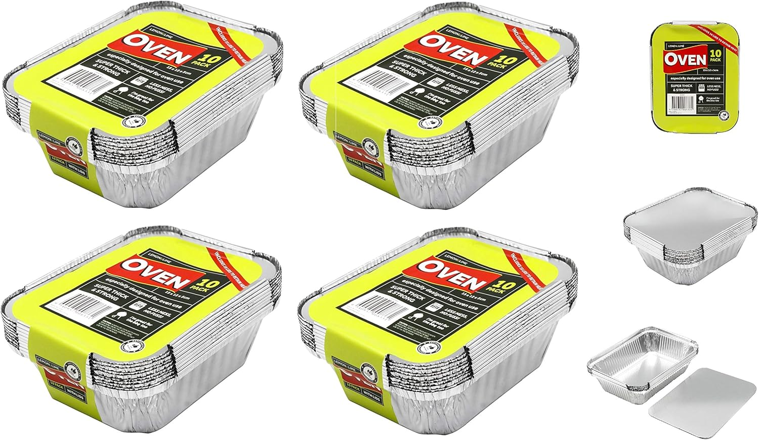 60X Small Foil Food Container Tray and Lid Roasting BBQ Takeaway Oven Trays image number 1