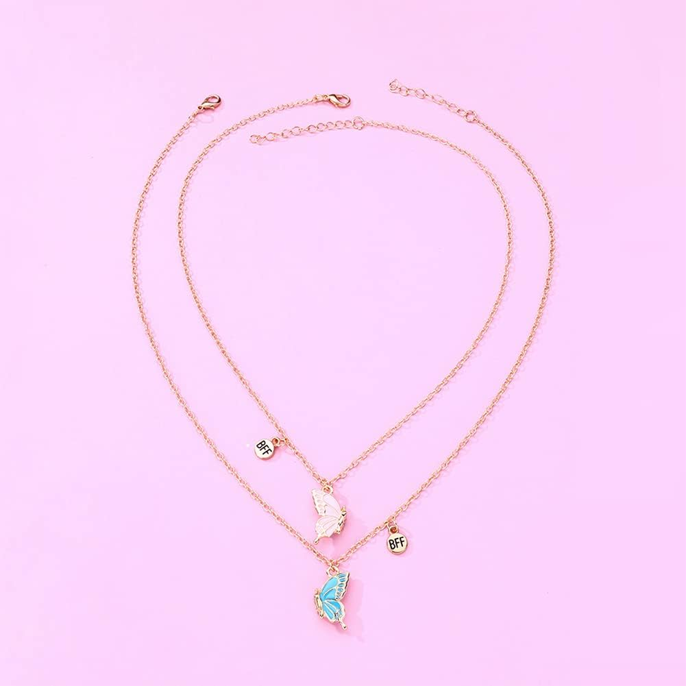 Best Friend Necklace for 2 Girls Magnetic Butterfly Matching Necklaces for Best Friends Birthday Christmas Xmas Gifts for Bestie Bff Necklace for 2 Magnet Necklace image number 1