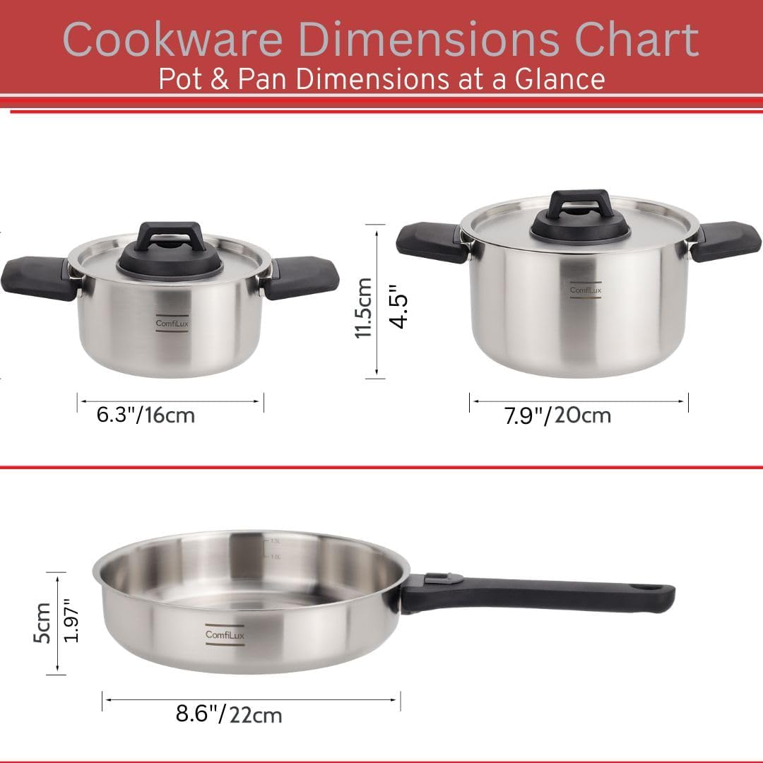 Stainless Steel Camping Cookware Set, 6 Pieces Camping Pots and Pans Set - for Backpacking, Camp, and Kitchen image number 4