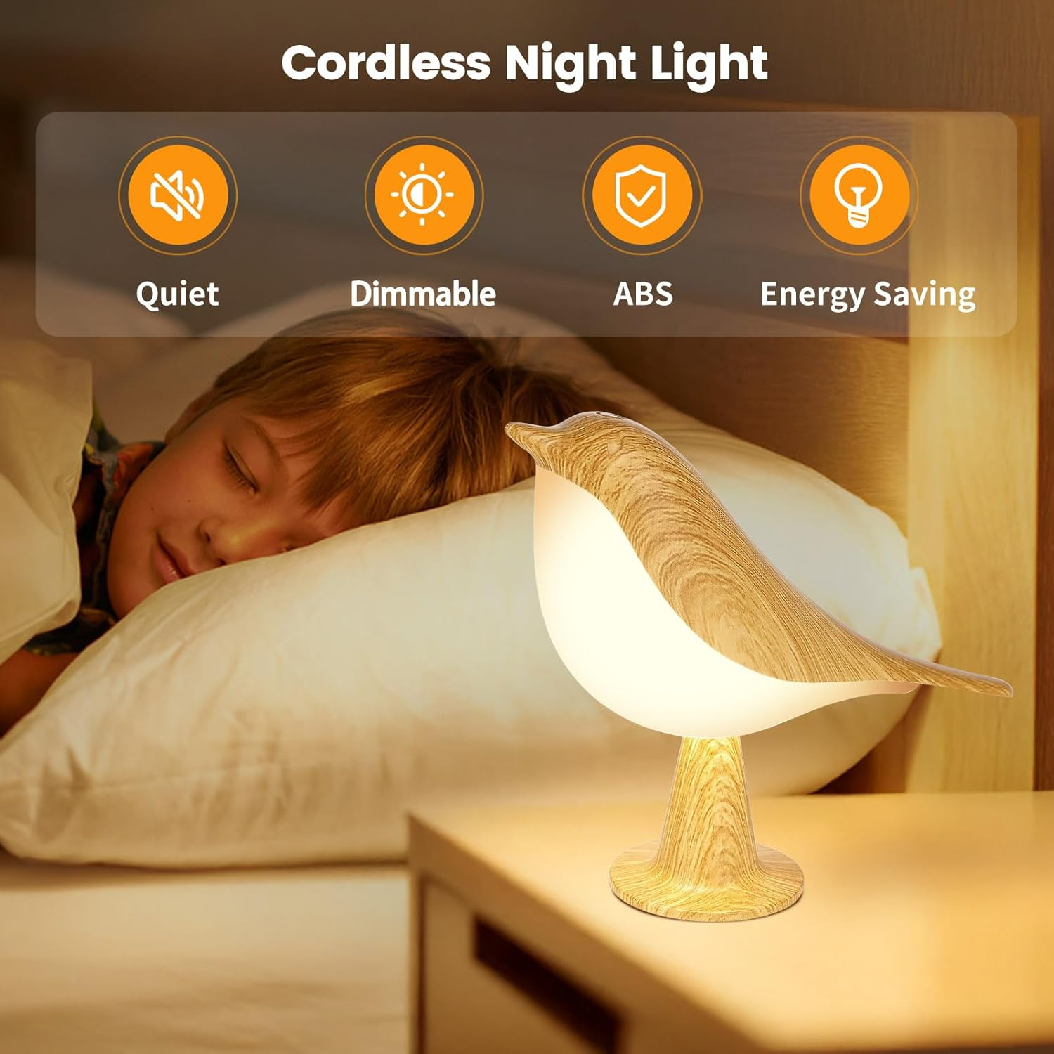 2Pack Touch Control Table Lamp, Night Light, Bedside Lamps Nightstand Lamps, 3-Way Dimmable Light with Bird Shape, USB Rechargeable, Portable Desk Lamp LED for Baby, Kids, Bedroom, Home, Office Etc image number 1